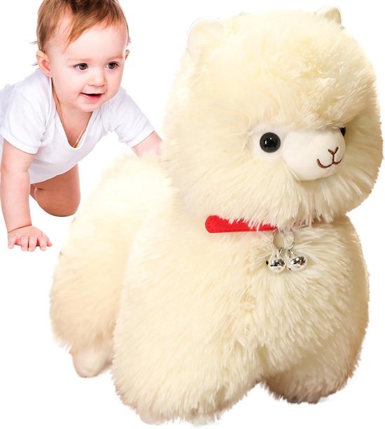 Pluche Knuffeldier - Zacht Speelgoed - Kinderen Knuffelen - Met Rinkelende Bel - 25 cm - Wit