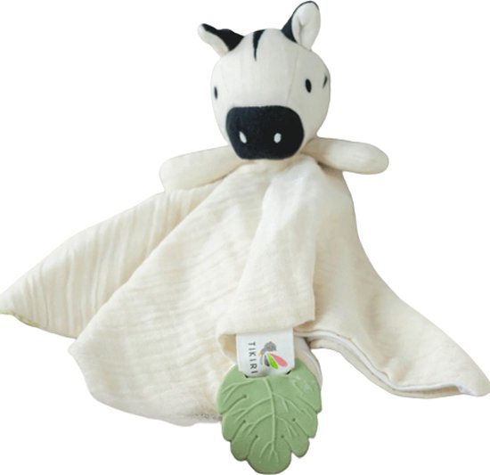 Pluche knuffeldoekje - Zebra BOBI - Zwart / wit - 24 cm van Tiamo