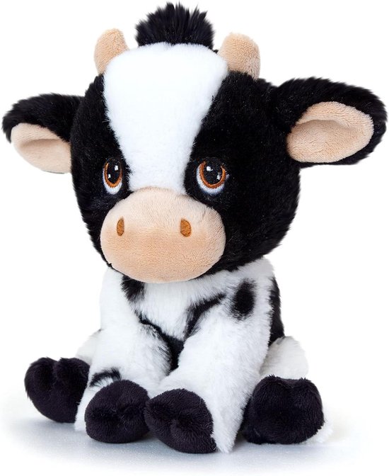 Pluche Koe - Knuffelbeest Dier - Kinderen Knuffelen - Milieuvriendelijk Materiaal - 18 cm - Bruin