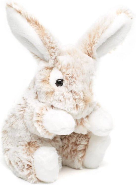 Pluche Konijn - Knuffel Zacht - Spelen Leren - Lange Oren - 15 cm Hoog - Lichtbruin Melange