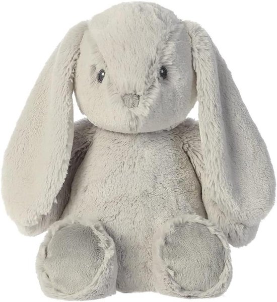 Pluche Konijn - Knuffeldier Baby - Babyspeelgoed - Geborduurde Ogen - 30 cm - Grijs