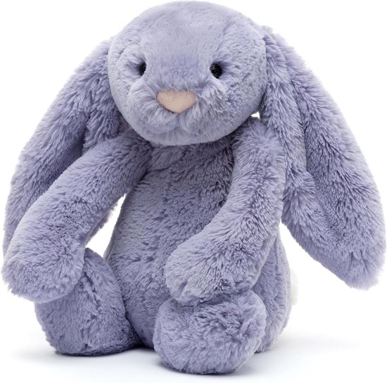 Pluche konijn - Knuffeldier zacht - Knuffelen en spelen - Zacht polyester materiaal - 31 cm - Paars van Merkloos
