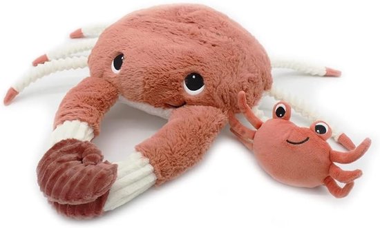 Pluche Krab Knuffel - Zacht Speelgoed - Baby Cadeau - Inclusief Baby - 29 x 26 x 10 cm - Roze van Merkloos