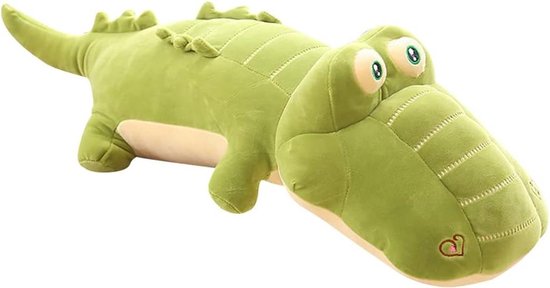 Pluche Krokodil - Knuffeldier Zacht - Decoratie Kinderkamer - Levenschte Geborduurde Expressie - 40 cm - Groen