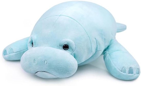 Pluche Lamantijn - Zeekoe Knuffel - Kinderkamer Decoratie - Levensecht Design - 40 cm - Blauw