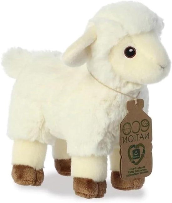 Pluche Lammetje - Knuffel Schaap - Knuffelen en Cuddlen - Gemaakt van gerecyclede plastics - 8 inch - Wit