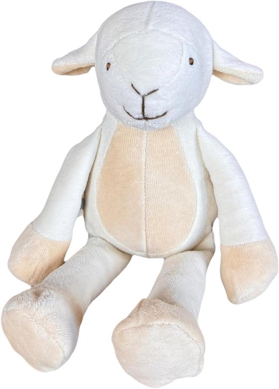 Pluche lammetje - Zacht knuffeltje - Baby comfort - Biologisch katoen - 16 cm - Wit