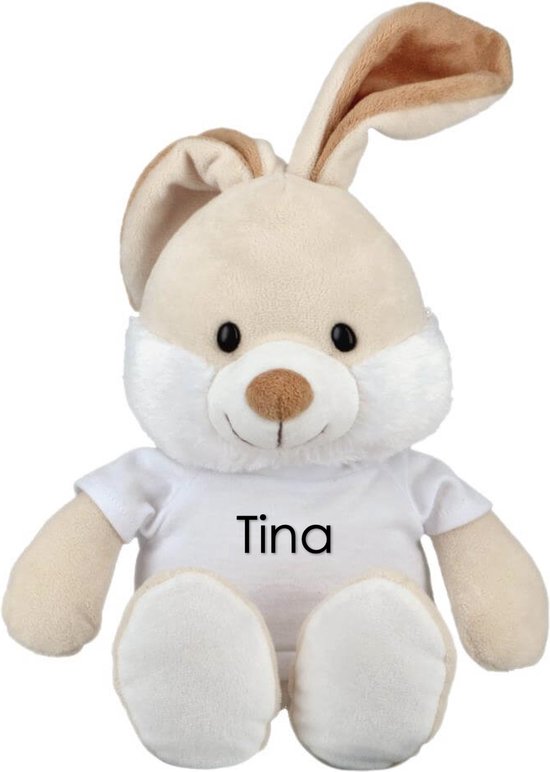 pluche met naam - konijn met naam - 23 cm - knuffelplezier - cadeau- kraamcadeau - verjaardagscadeau van Knuffelplezier