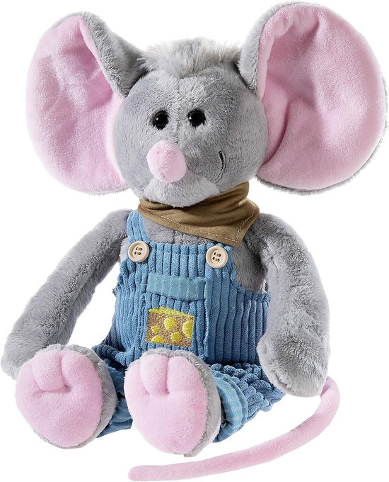 Pluche Muis met Tuinbroek en Grote Oren - Knuffeldier