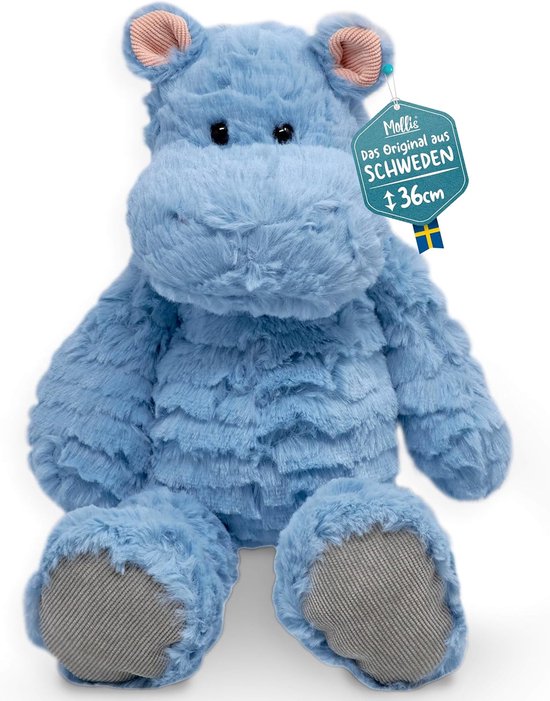 Pluche Nijlpaard - Knuffel dier - Spelen en knuffelen - Ontworpen in Zweden - 36 cm - Lichtblauw