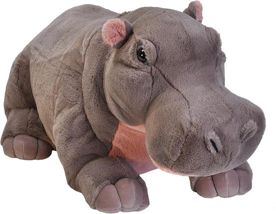Pluche Nijlpaard - Knuffeldier Groot - Kinderkamer Decoratie - Gemaakt van Gerecyclede Flessen - 76 cm - Grijs