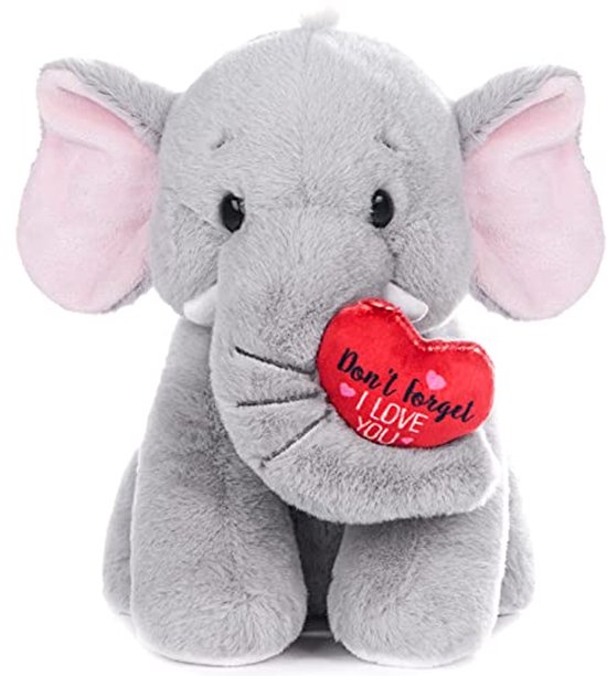 Pluche olifant 20 cm met hart - Zacht knuffeldier voor baby's en kinderen - Ideaal voor kinderkamer en decoratie van Bumble Baby Club