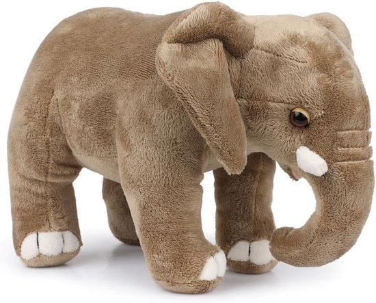 Pluche Olifant - Knuffel Dier - Spelen en Knuffelen - Gemaakt van gerecycled materiaal - 25 cm - Grijs