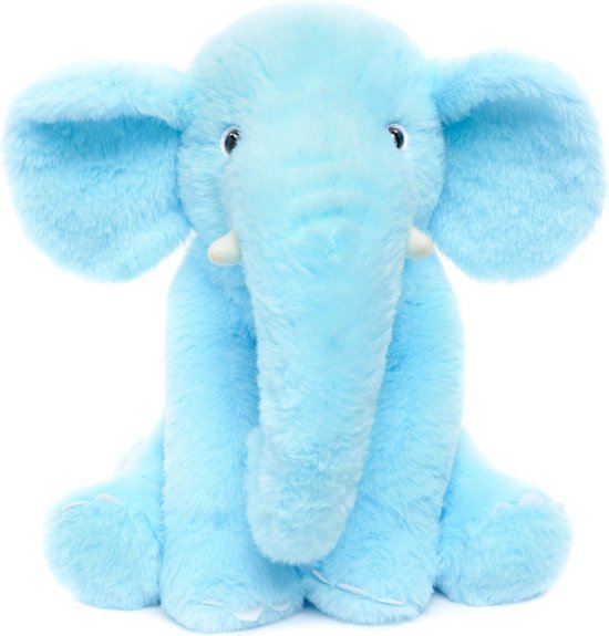 Pluche Olifant Knuffel - Zacht Babyblauw Olifant Speelgoed voor Kinderen - 33 cm Hoog