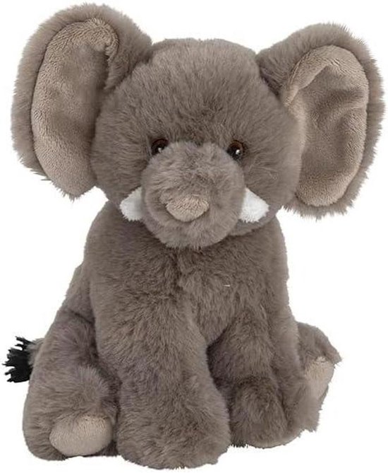 Pluche olifant - Knuffeldier zacht - Kinderen blij maken - Superzachte stof - 16 cm - Grijs