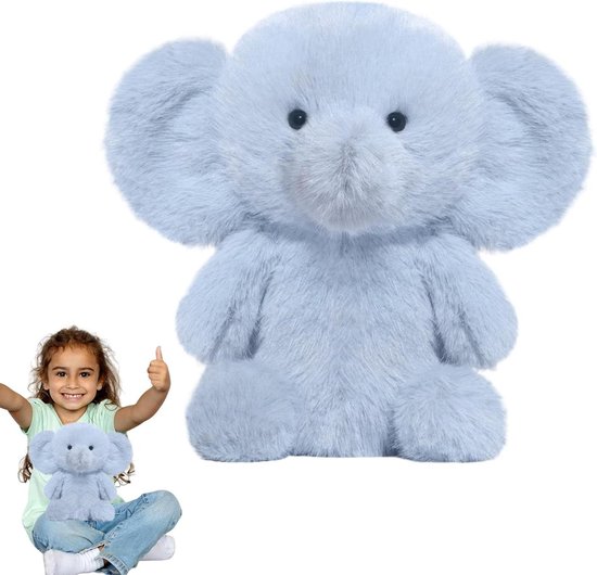 Pluche Olifant - Zachte Pop - Decoratie Woonkamer - Huidvriendelijk Materiaal - 22 cm - Grijs