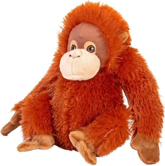 Pluche Orang-Oetan - Knuffel Dier - Kinderen Leren - Gemaakt van Gerecyclede Flessen - 25 cm - Roodbruin