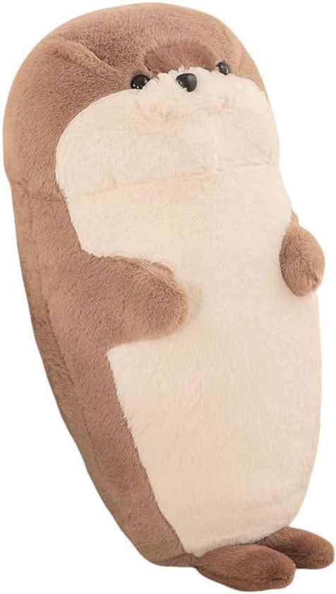 Pluche Otter Kussen - Knuffel Dier - Kinderkamer Decoratie - Zacht Katoen Pluche - 60 cm Lengte - Bruin