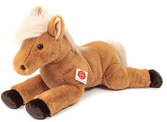Pluche paard - Knuffeldier liggend - Fantasierijk spelen - Gemaakt van gerecycled materiaal - 48 cm - Bruin