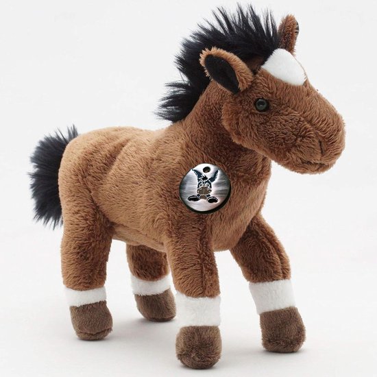 Pluche Paard Pony - Knuffeldier Dier - Spelen en Knuffelen - Knuffelzacht Polyester - 23 x 17 cm - Bruin