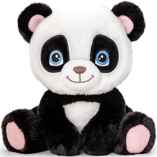 Pluche Panda - Knuffelbeer - Babykamer Decoratie - Gemaakt van Gerecycled Materiaal - 16 cm - Zwart