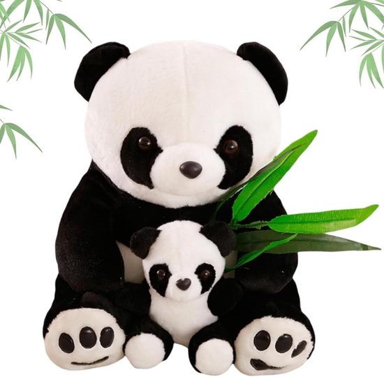 Pluche panda, moeder en baby, knuffeldier, panda, teddy, katoen, PP, dieren, pluche voor verjaardag, cadeau voor kinderen, geschikt van Birth Panda speelgoed voor vrouwen en meisjes, 25 cm (A)