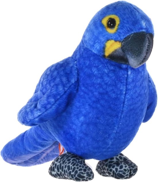 Pluche Papegaai - Knuffel Vogel - Kinderen Leren - Gemaakt van Gerecycled Materiaal - 114 cm - Blauw