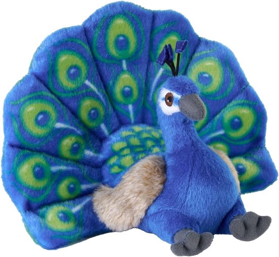 Pluche Pauw - Knuffeldier Dier - Kinderkamer Decoratie - Gemaakt van Gerecycled Materiaal - 8 Inch Formaat - Blauw Groen