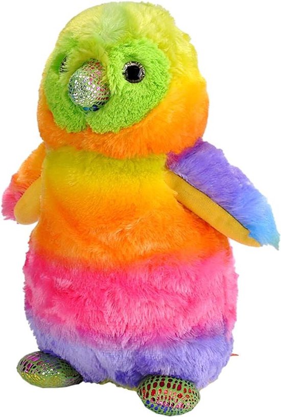 Pluche Pinguïn - Knuffel Pinguïn - Kinderkamer Decoratie - Gevuld met Gerecyclede Flessen - 30 cm - Regenboogkleuren