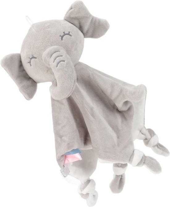 Pluche poppendoek - Baby knuffel - Visuele ontwikkeling - Met ophangkoord - 30 cm - Olifant