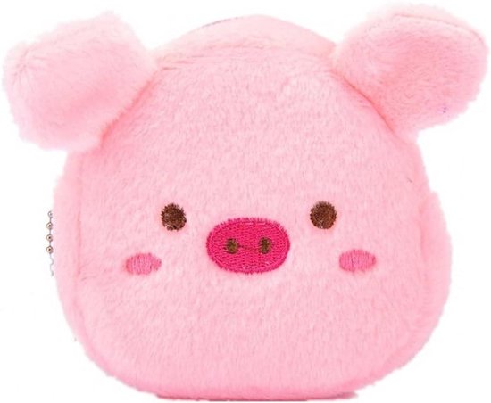 Pluche Portemonnee - Knuffel Muntentasje - Kleine Spullen Opbergen - Draagbaar Cartoon Ontwerp - 12 x 5 cm - Roze