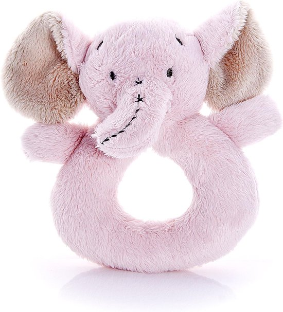 Pluche Rammelaar - Zacht Speelgoed - Baby Ontwikkeling - Wasbaar Materiaal - 15 cm - Pastel Roze van Merkloos
