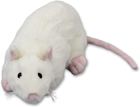 Pluche Rat Knuffel - Wit Pluches Dierlijk Speelgoed 22 cm