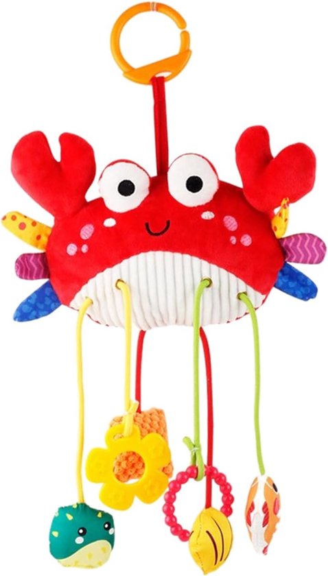 Pluche Reisvriendje - Kruipen Speelgoed - Baby Ontwikkeling - Knijpbaar Rammelend Geluid - 57x25cm Krab van Merkloos