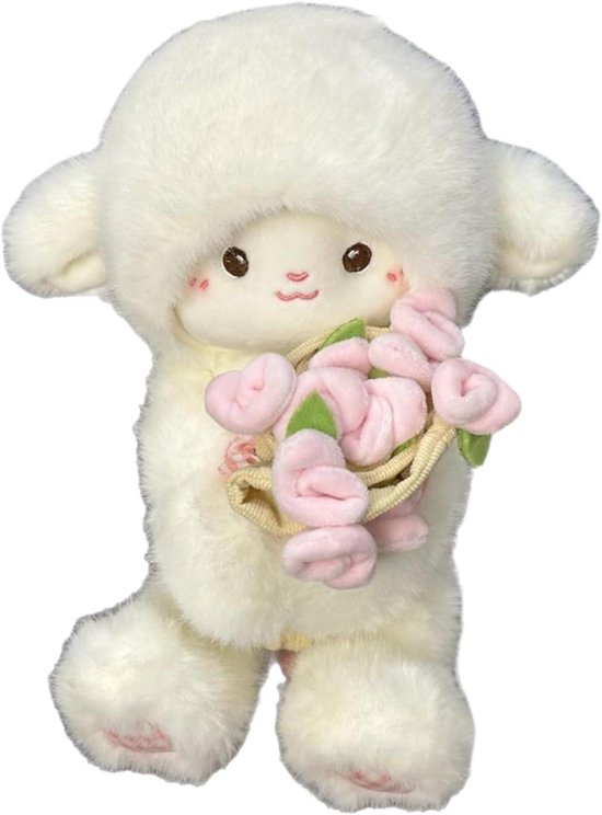 Pluche Schaap - Zacht Dier - Decoratief Cadeau - Afneembare Hoed - 30 cm - Roze