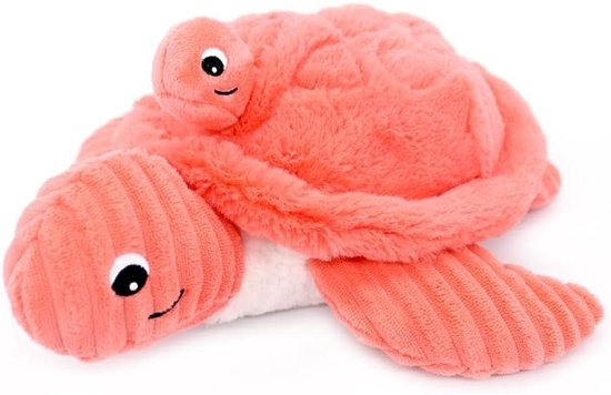 Pluche Schildpad - Knuffel Dier - Baby Speelgoed - Moeder en Baby - 29 cm - Koraal