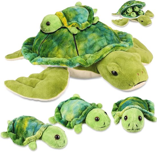 Pluche schildpad met mini zeeknuffeldieren – 30 cm knuffel voor spel en decoratie