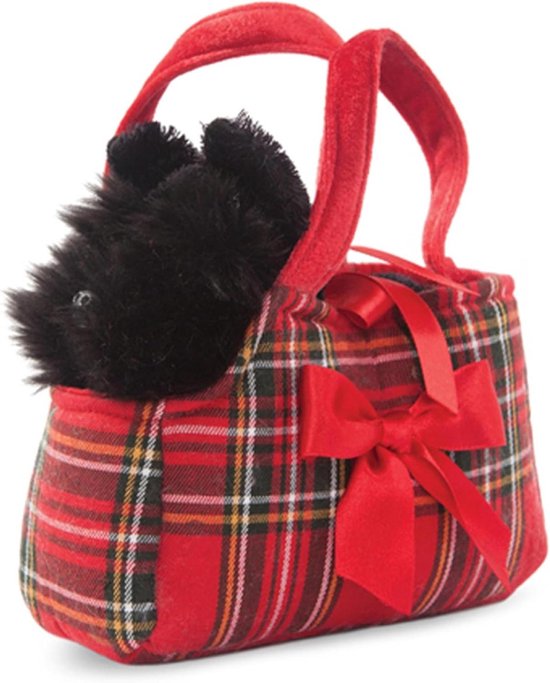 Pluche Scottie Hond - Knuffel Hond Tas - Spelen en Dragen - Uitneembare Hond - 20.5 cm - Rood