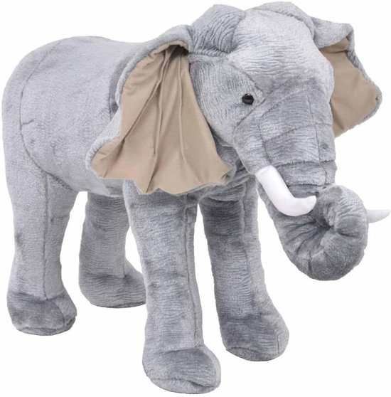 Pluche Speelgoed Olifant - Knuffelpop Stoel - Zitplezier voor Kinderen - Stabiel Stalen Frame - 76 x 62 cm - Grijs van Merkloos