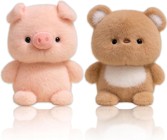 Pluche Speelgoed Set - Knuffel Dieren - Kinderen Spelen - Extra Zacht Katoen - 16 cm - Bruin Varken