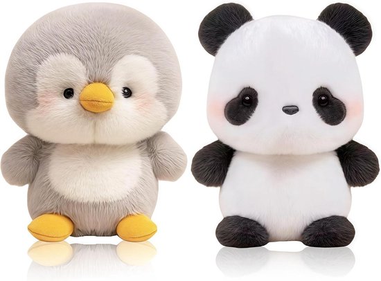 Pluche Speelgoed Set - Zachte Poppen - Kinderen Knuffelen - Extra Zacht Materiaal - 16 cm - Panda en pinguïn