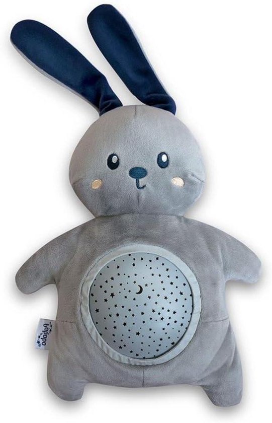 Pluche Sterren Projector - Nachtlampje Konijn - Baby Slaap Helpen - Automatische Uitschakeling - 0.25 kg - Grijs