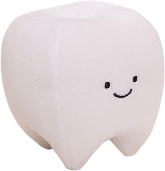 Pluche Tanden Speelgoed - Zacht Knuffel - Educatief Spelen - Bevordert Poetsgewoonten - 10 cm - Wit