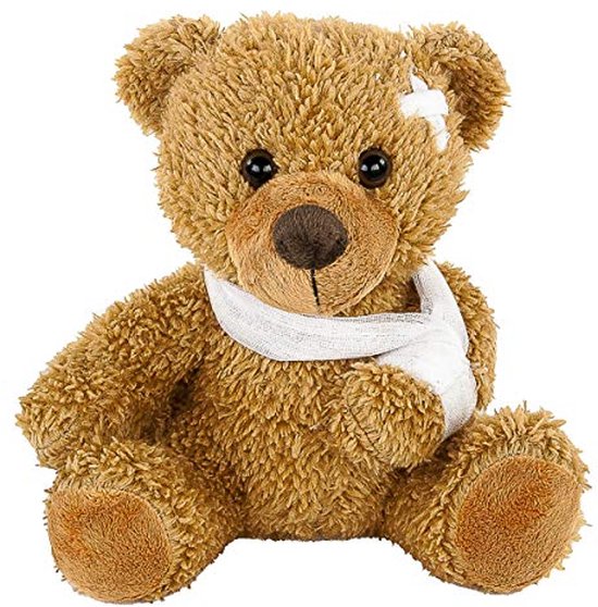 Pluche teddybeer met verband 21 cm - troostend knuffeldier voor kinderen van Bessiebowman