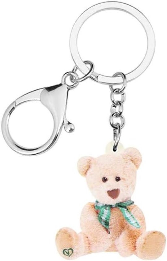 Pluche Teddybeer Sleutelhanger - Berensleutelhanger Knuffel - Tas Decoratie - Acryl Bedrukking - N.v.t. - Beige