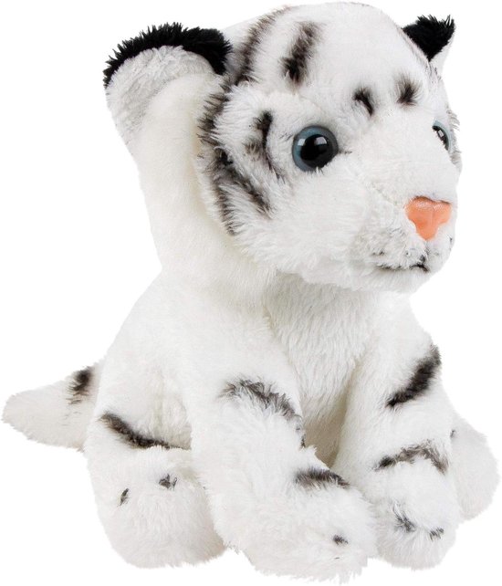 Pluche Tijgerbaby - Knuffeldier Tijger - Spelen en Knuffelen - Machine Wasbaar - 15 cm - Wit Zwart