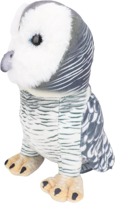 Pluche Uil Knuffel - Zachte Uil - Kinderkamer Decoratie - Handgemaakte Details - 25 cm Hoog - Zwart Wit