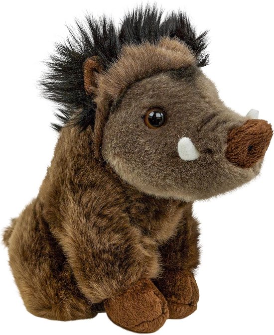 Pluche varken - Knuffeldier zwijn - Knuffelen en spelen - Machinewasbaar - 18 cm - Donkerbruin