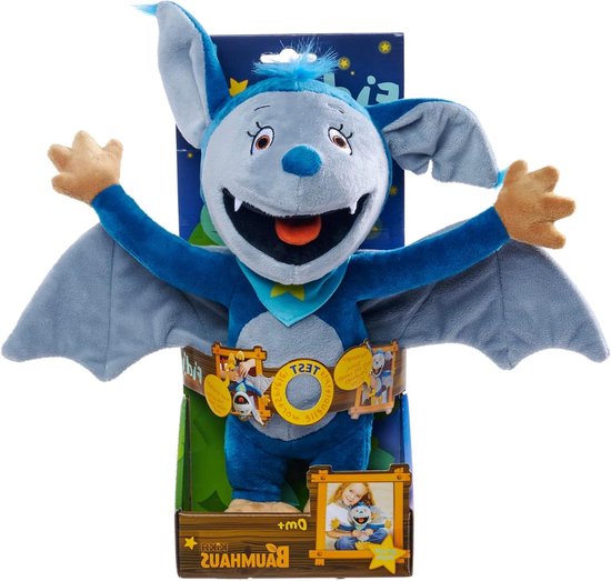 Pluche Vleermuis - Knuffel Dier - Baby Speelgoed - Grappige Geluiden - 35 cm - Blauw