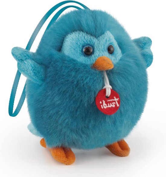 Pluche Vogel - Knuffel Hanger - Decoratie Tas - Wasbaar Materiaal - 10 cm - Blauw
